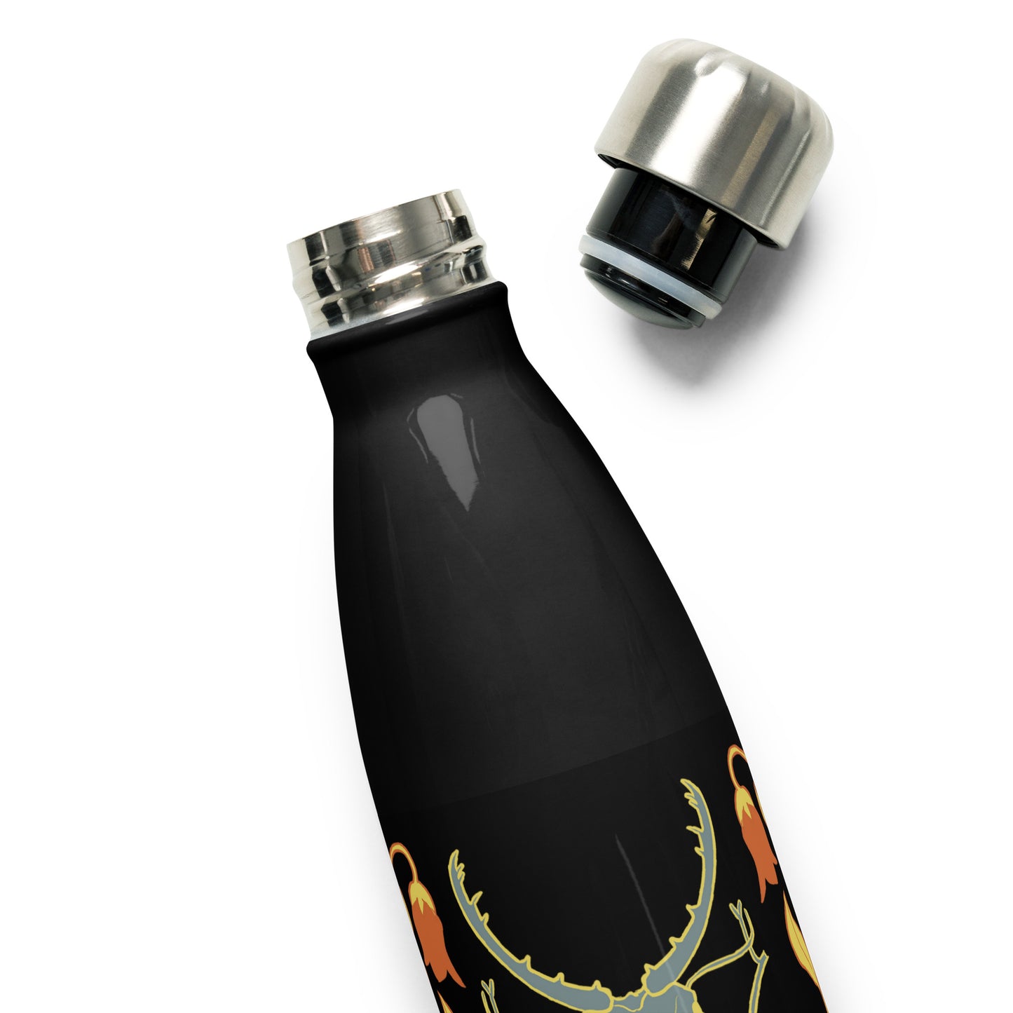 Retro Style Beetle Insect Black Stainless Steel Water Bottle