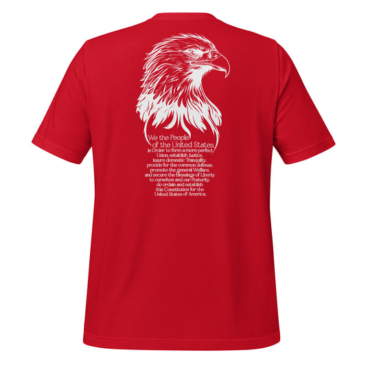 We The People Eagle Design Back T-Shirt 100% Cotton Made in USA 4 Color Options Navy Red Blue Black