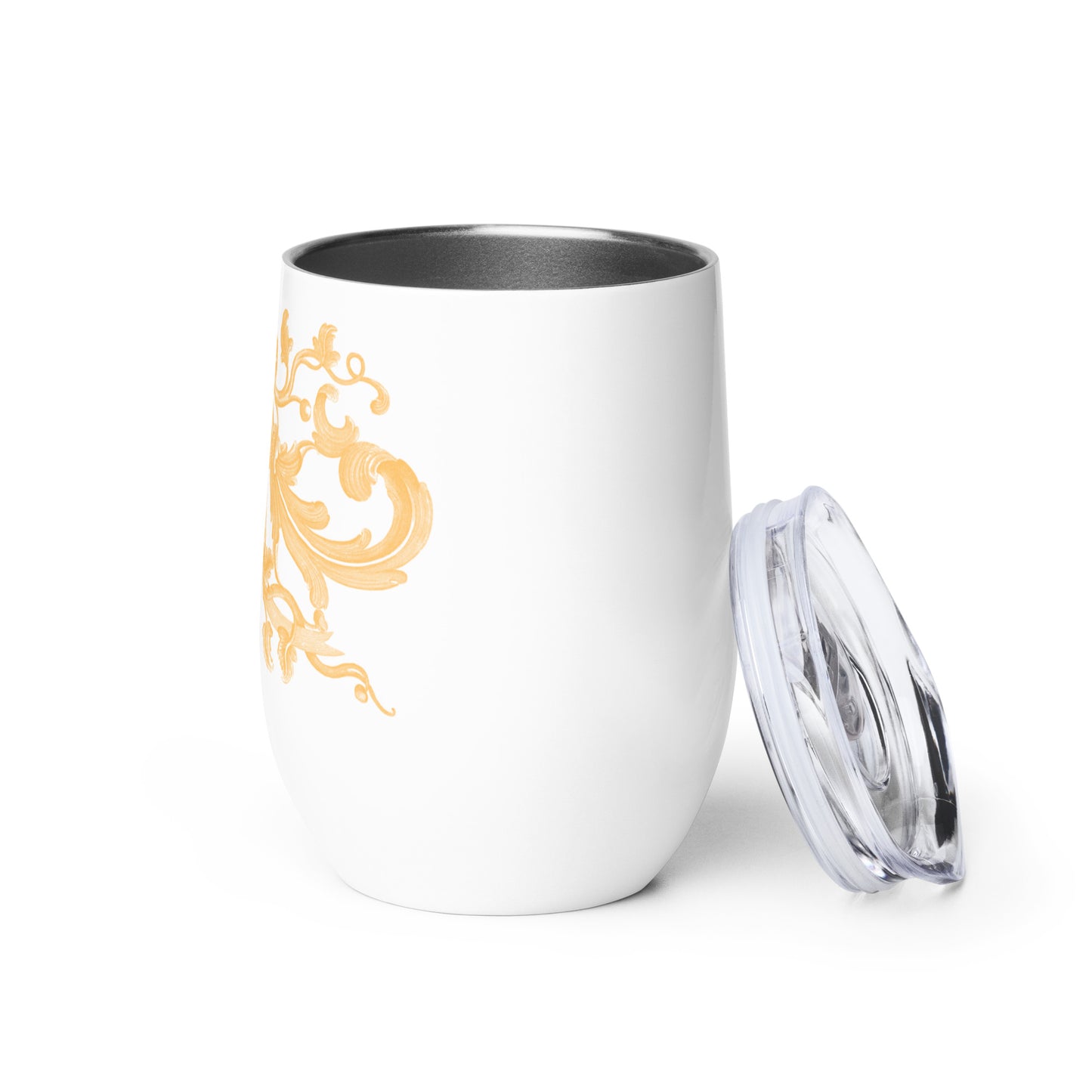 Art Nouveau Filigree Orange White Wine Tumbler 12 oz