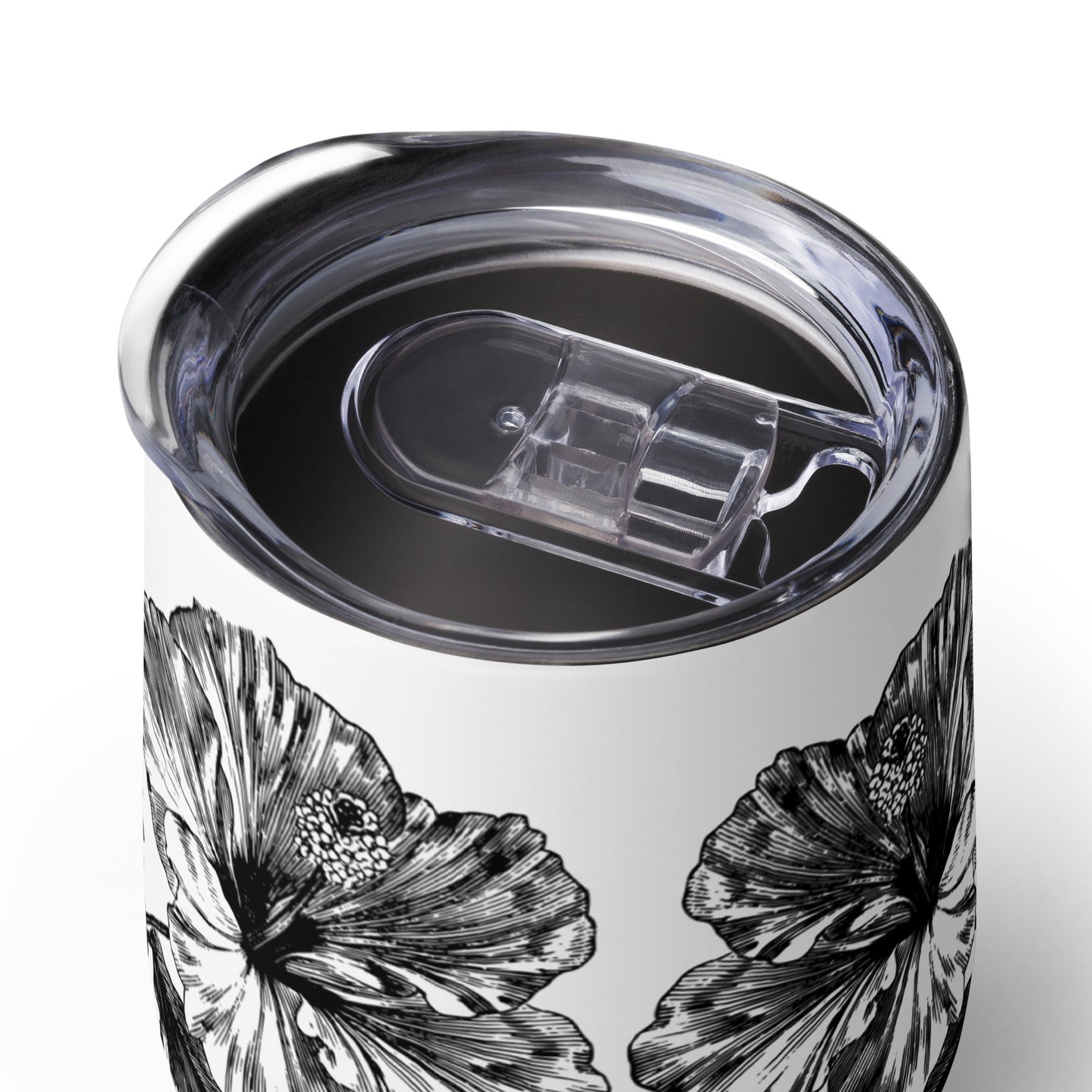 Flowers Black & White Wine Tumbler 12 oz