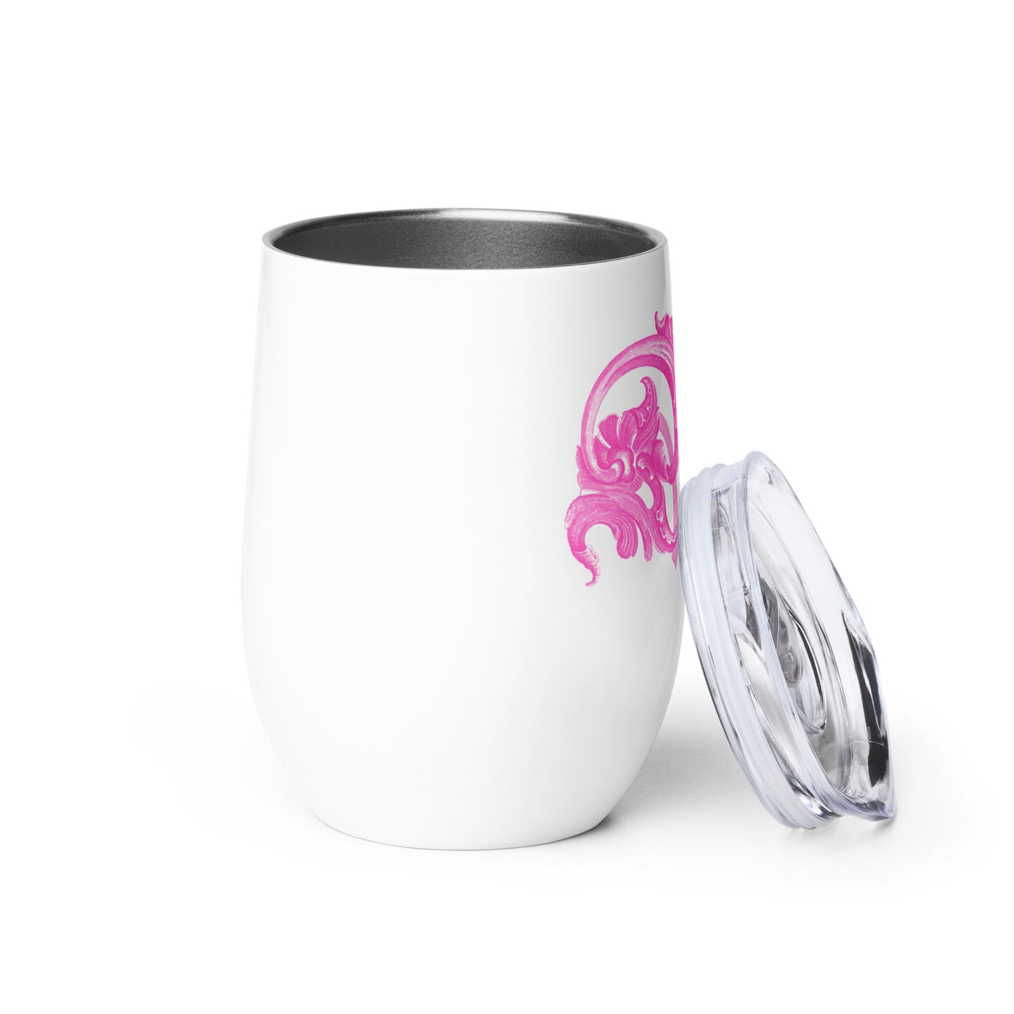 Art Nouveau Filigree Pink White Wine Tumbler 12 oz