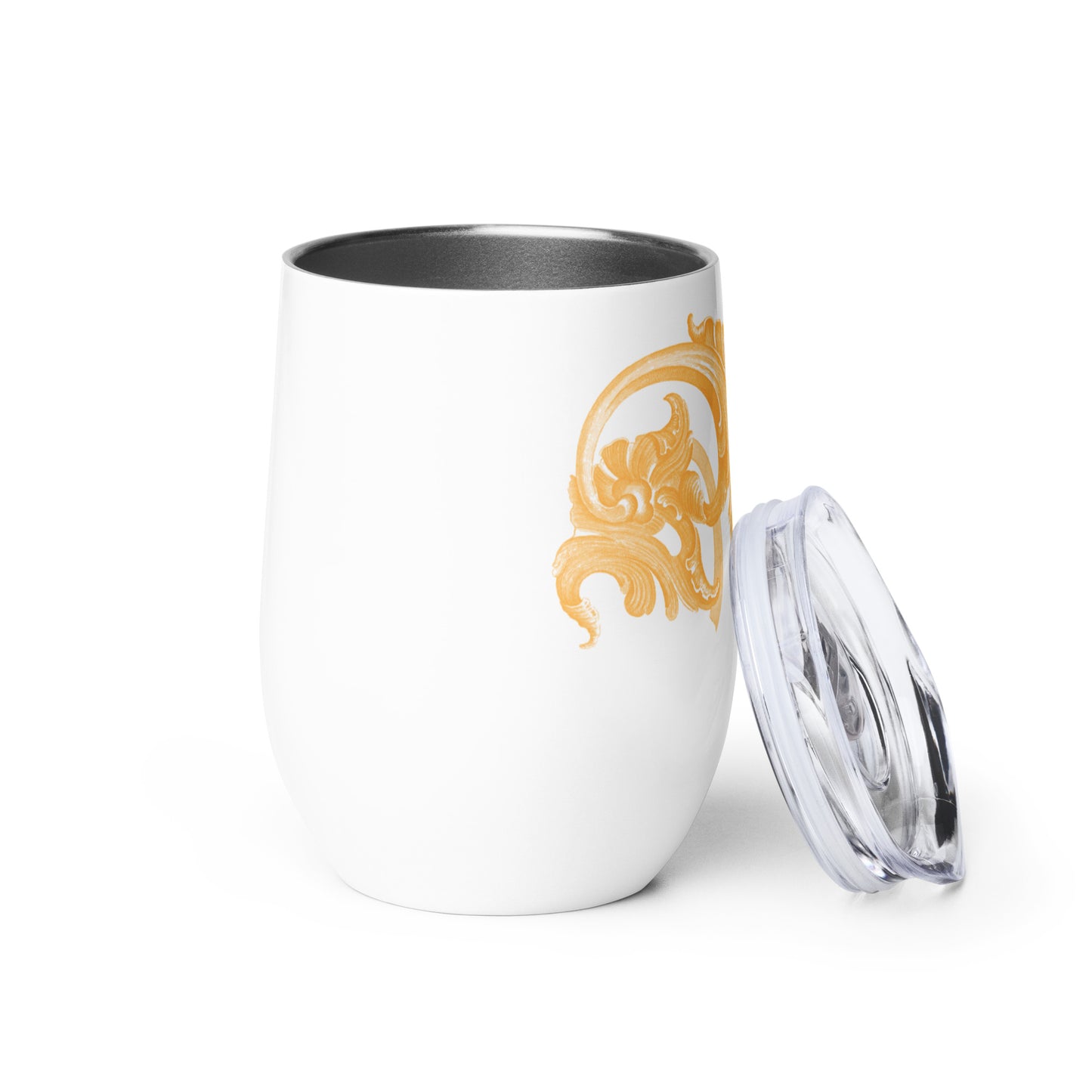 Art Nouveau Filigree Orange White Wine Tumbler 12 oz